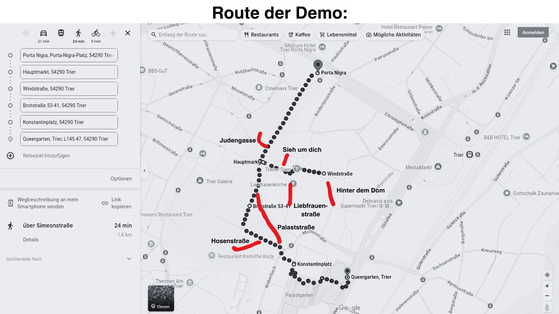 Route schwarz wei